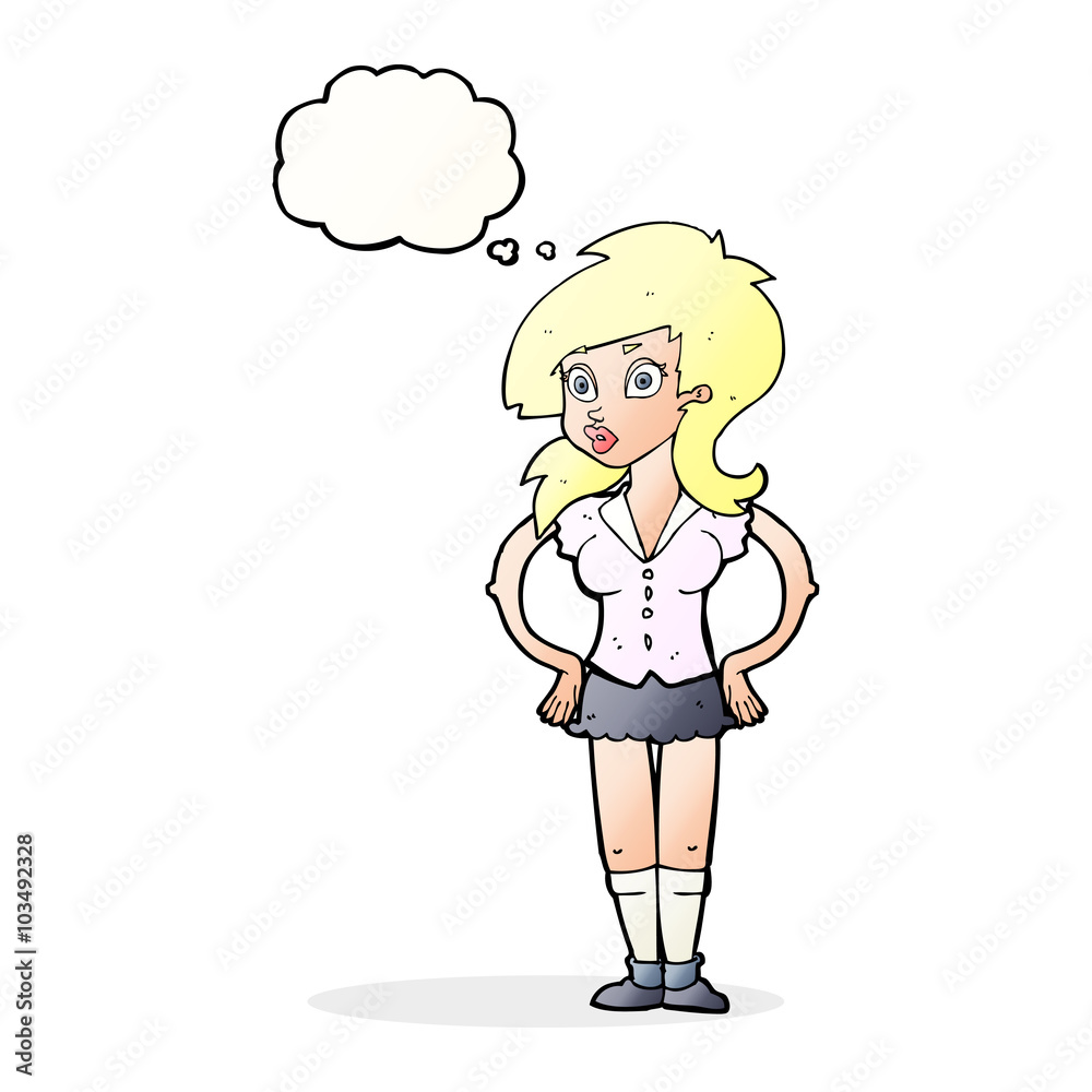 cartoon pretty woman with thought bubble cartoon pretty woman with thought bubble