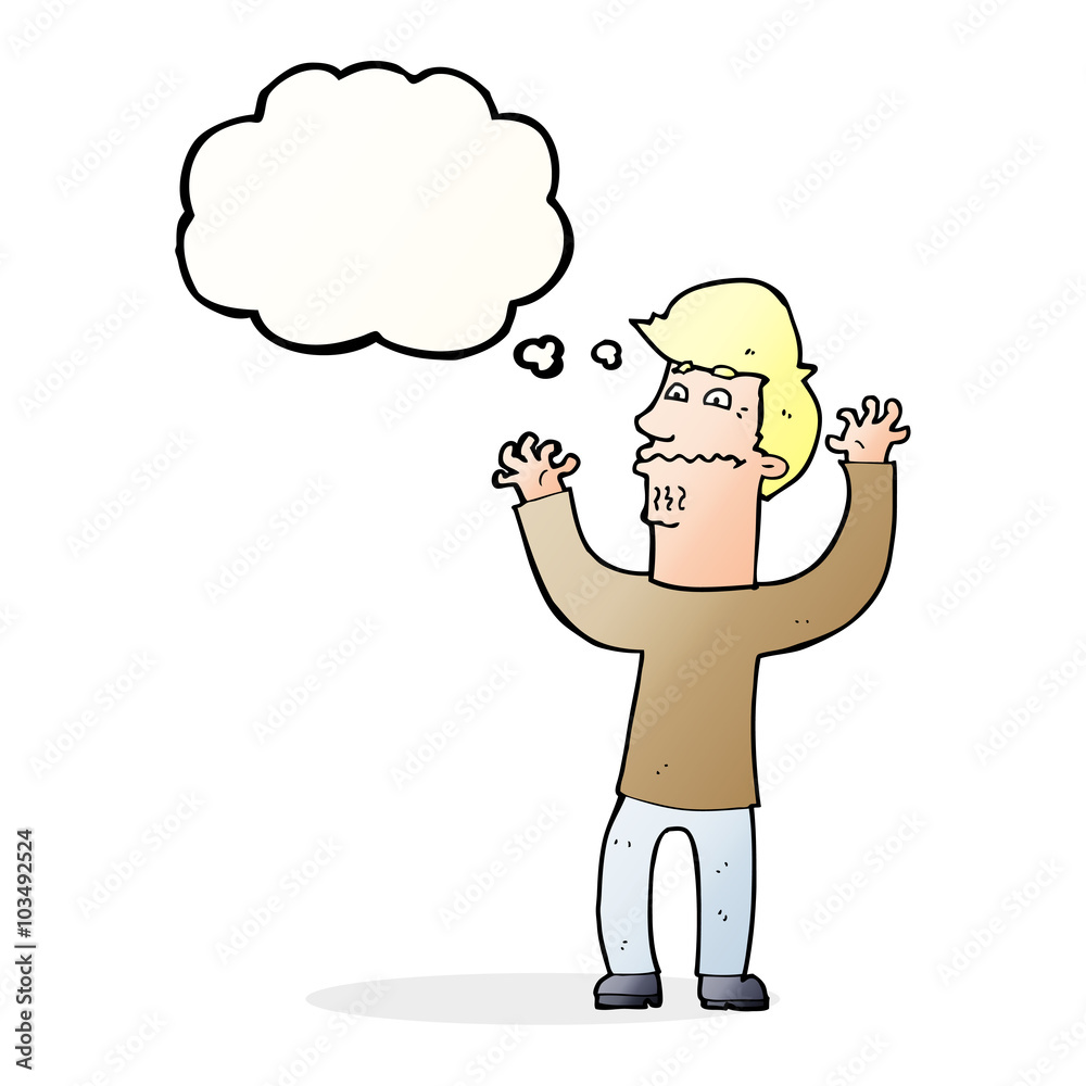 Fototapeta premium cartoon nervous man with thought bubble