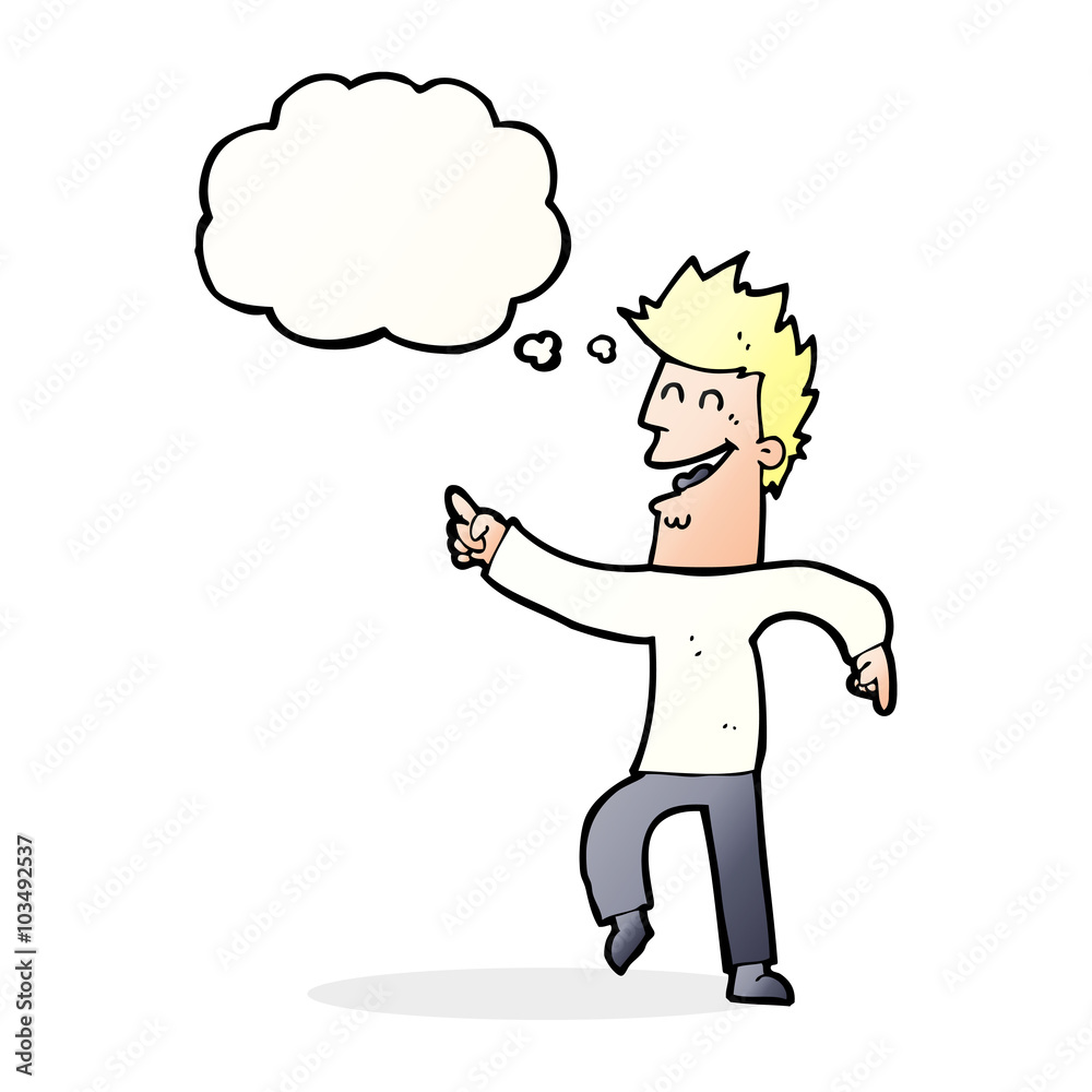 cartoon man pointing and laughing with thought bubble cartoon man pointing and laughing with thought bubble
