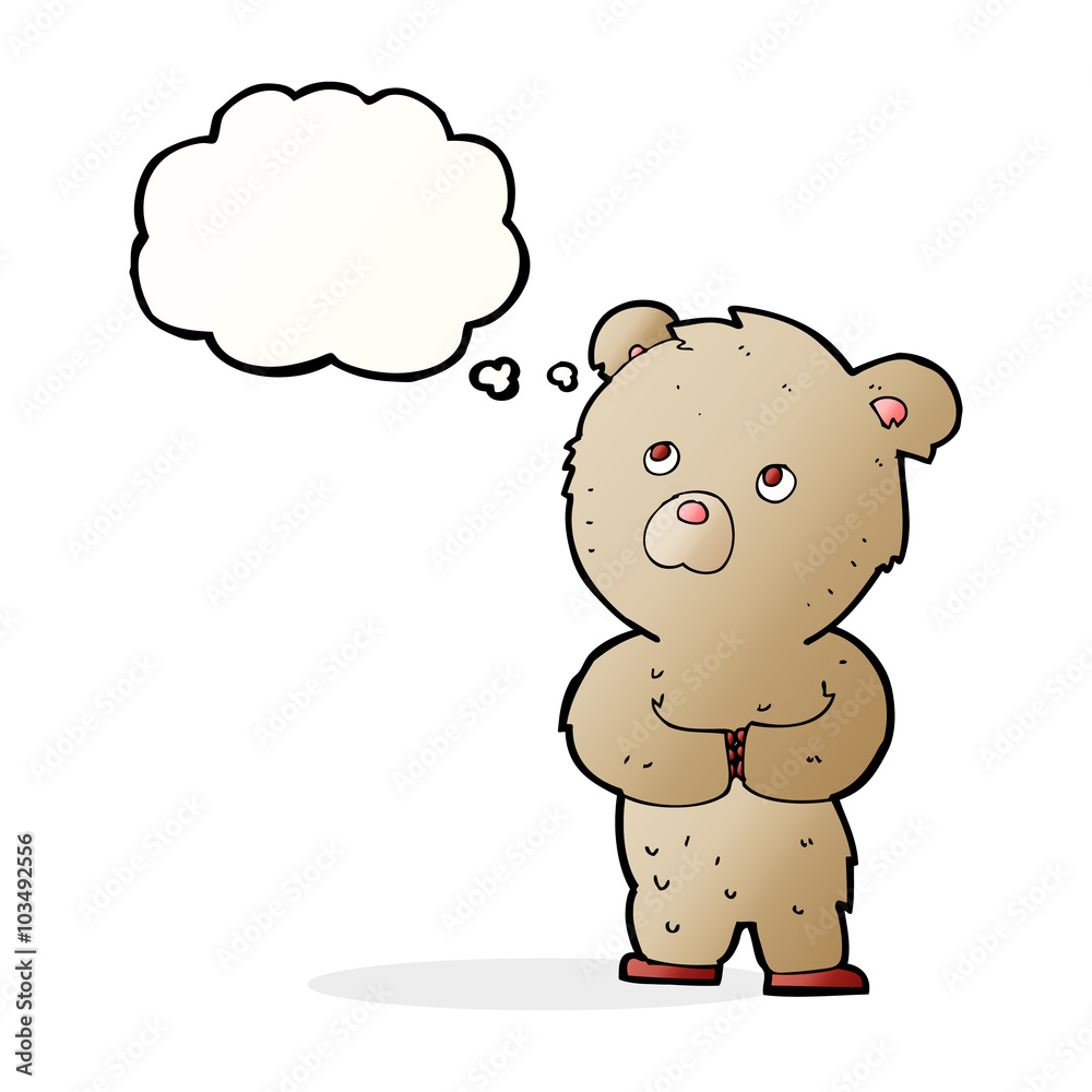 Fototapeta premium cartoon teddy bear with thought bubble