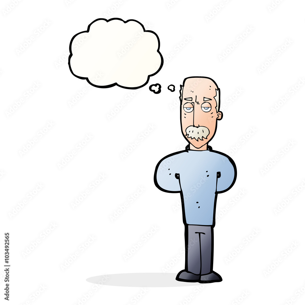 cartoon annoyed balding man with thought bubble cartoon annoyed balding man with thought bubble