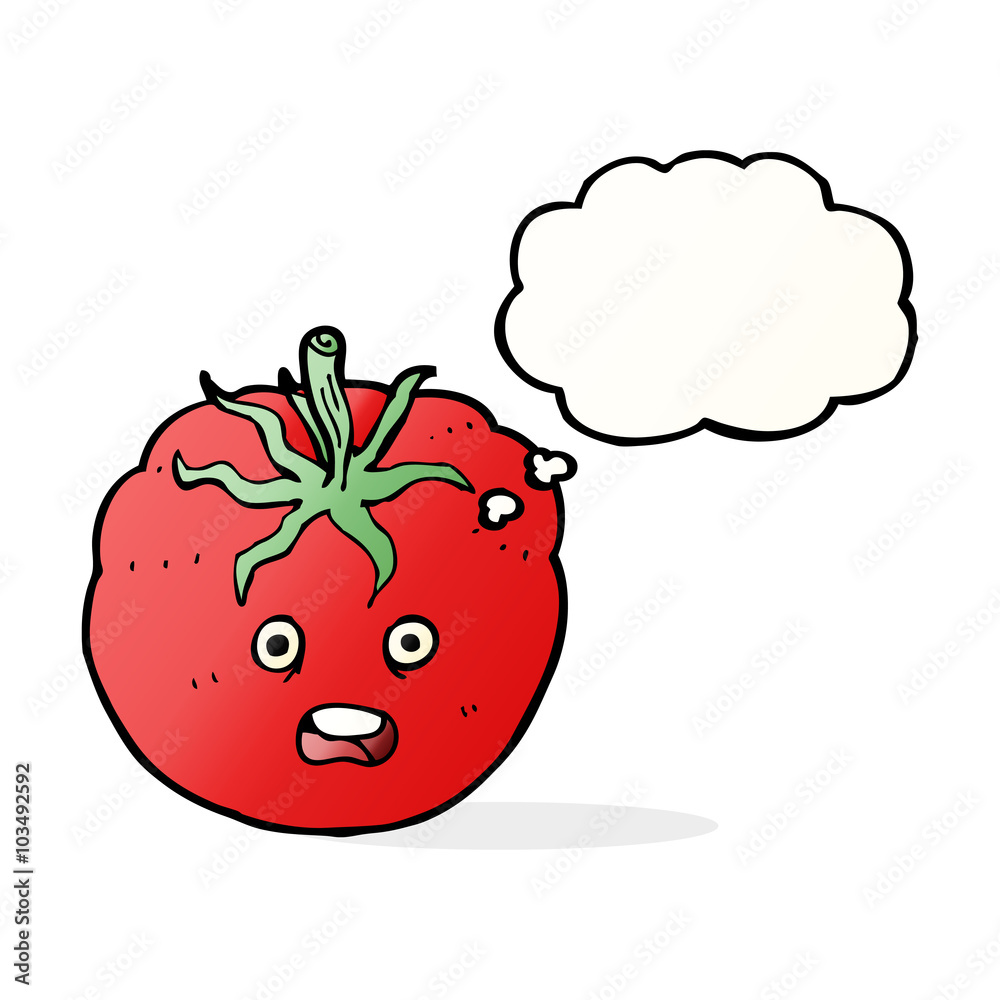 Fototapeta premium cartoon tomato with thought bubble