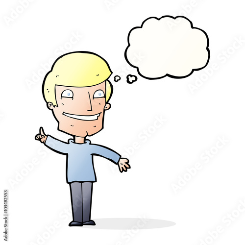 Wallpaper Mural cartoon grinning man with idea with thought bubble Torontodigital.ca