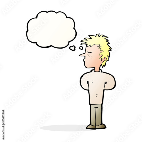 cartoon man ignoring with thought bubble