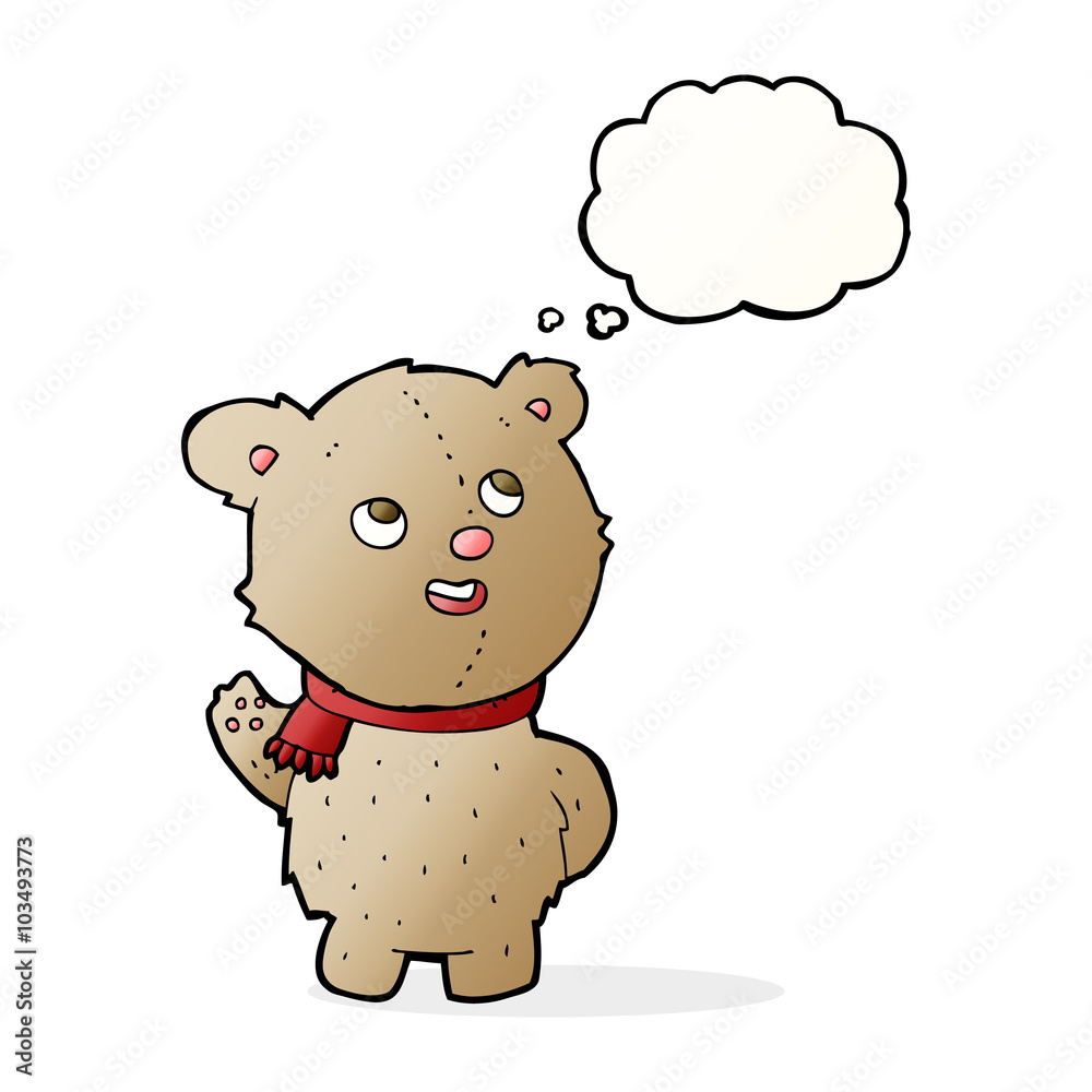 cartoon cute teddy bear with scarf with thought bubble cartoon cute teddy bear with scarf with thought bubble