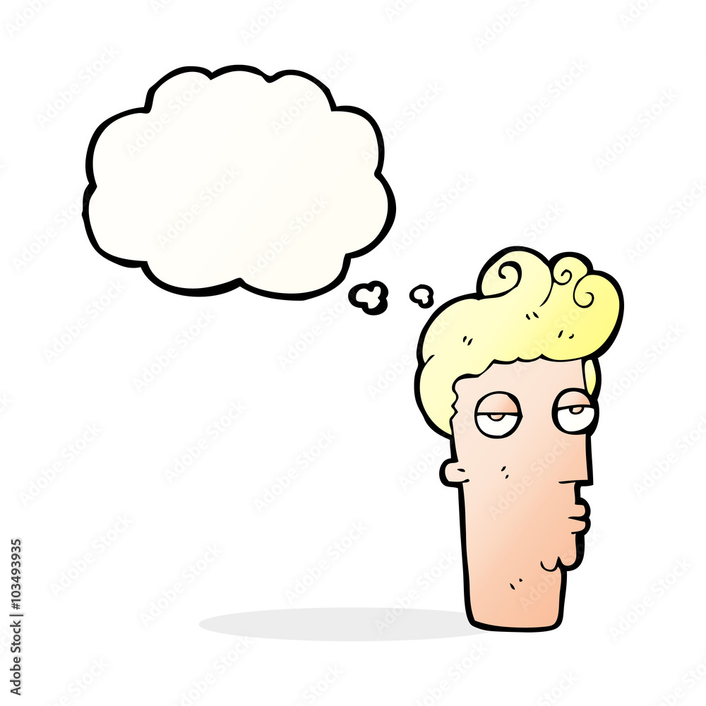 cartoon bored man's face with thought bubble cartoon bored man's face with thought bubble