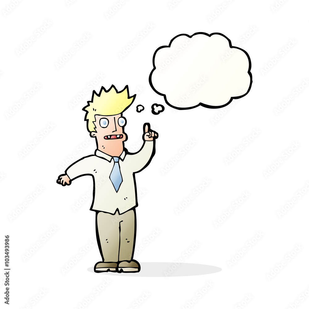 cartoon man with idea with thought bubble cartoon man with idea with thought bubble