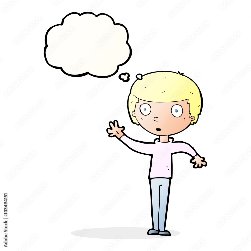 cartoon staring boy with thought bubble cartoon staring boy with thought bubble