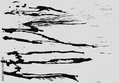 Splatter Black Ink Background. Hand Drawn Spray Blots