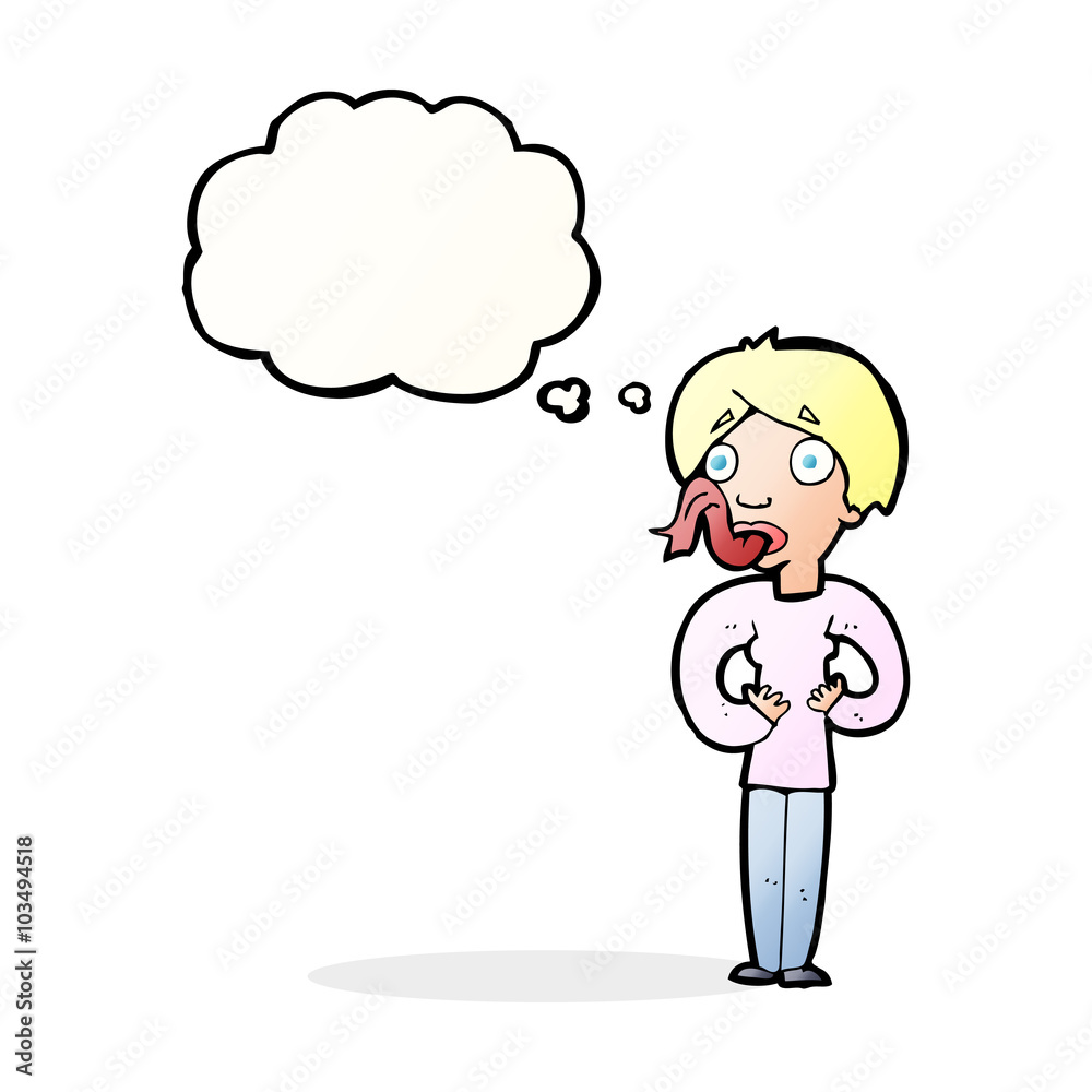 cartoon woman sticking out tongue with thought bubble cartoon woman sticking out tongue with thought bubble