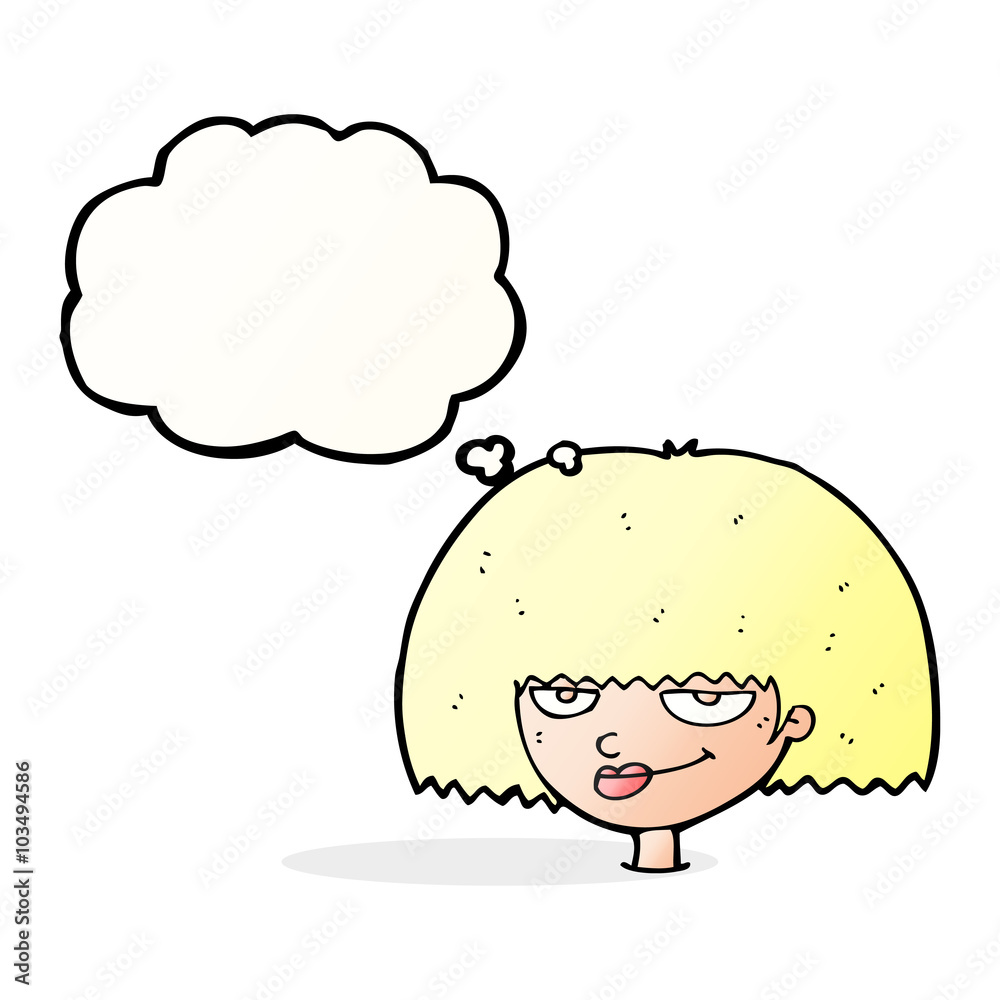 cartoon mean female face with thought bubble cartoon mean female face with thought bubble