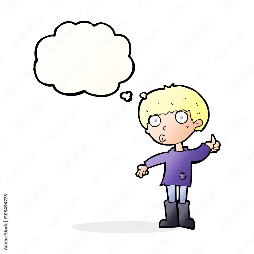 cartoon boy asking question with thought bubble cartoon boy asking question with thought bubble