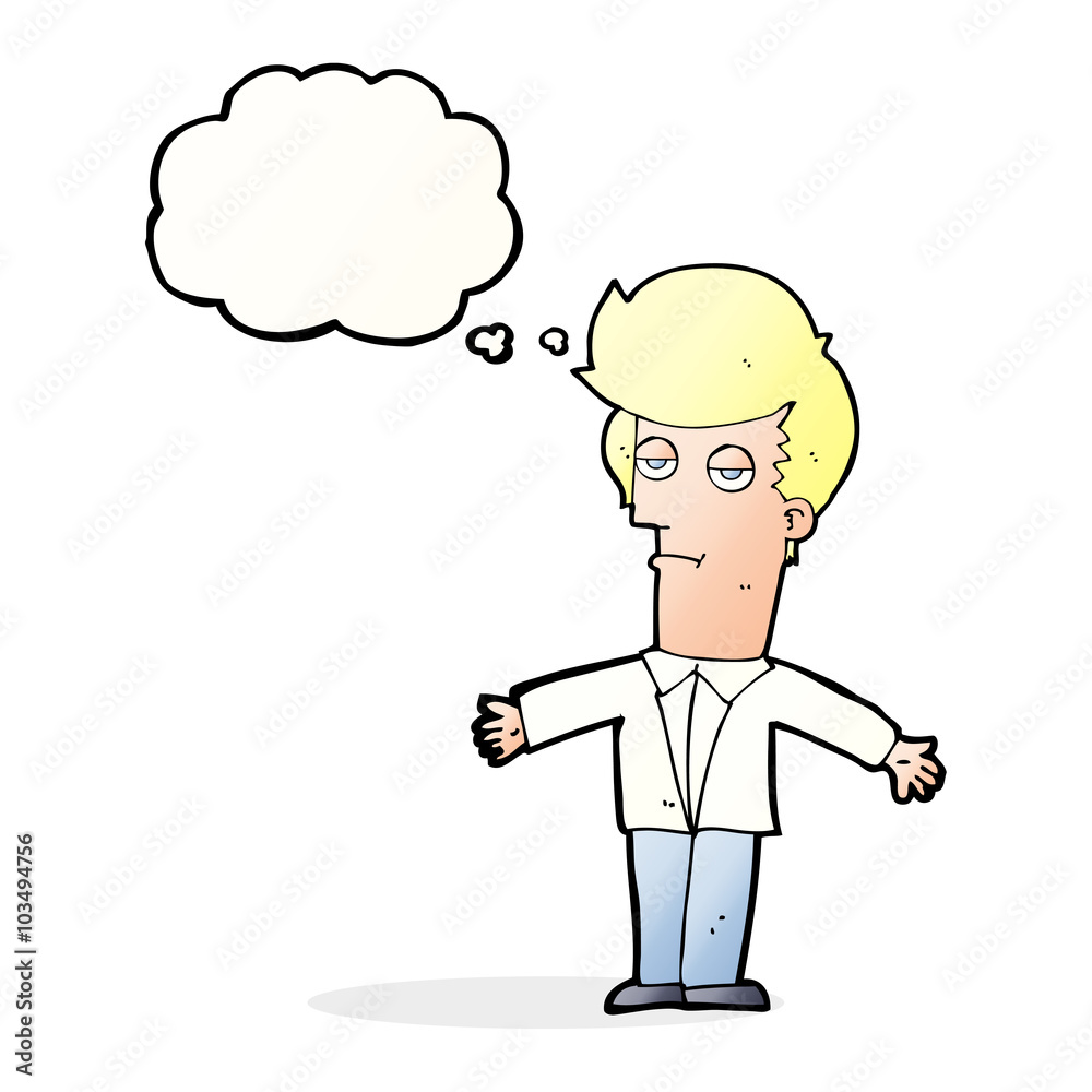cartoon bored man with thought bubble cartoon bored man with thought bubble