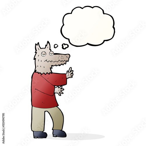 cartoon werewolf with thought bubble