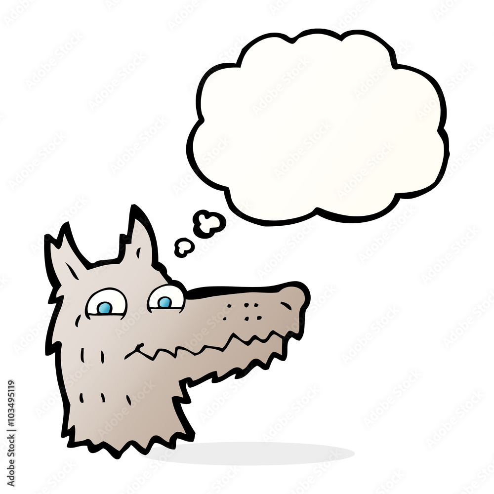 cartoon wolf head with thought bubble cartoon wolf head with thought bubble