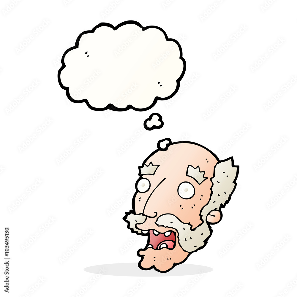 cartoon shocked old man with thought bubble cartoon shocked old man with thought bubble