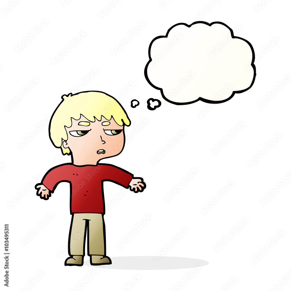 cartoon annoyed boy with thought bubble cartoon annoyed boy with thought bubble