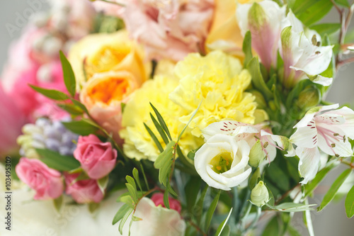 delicate bouquet of bright flowers isolated