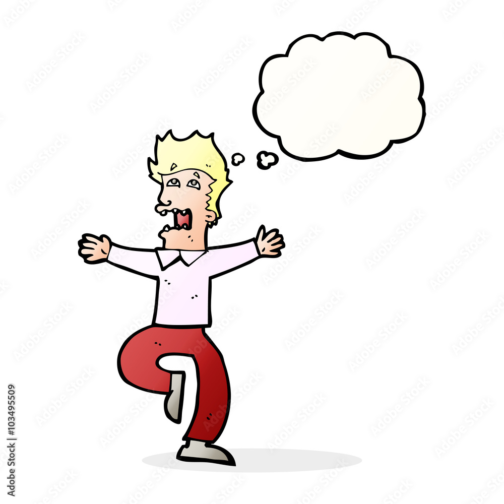 cartoon terrified man with thought bubble cartoon terrified man with thought bubble