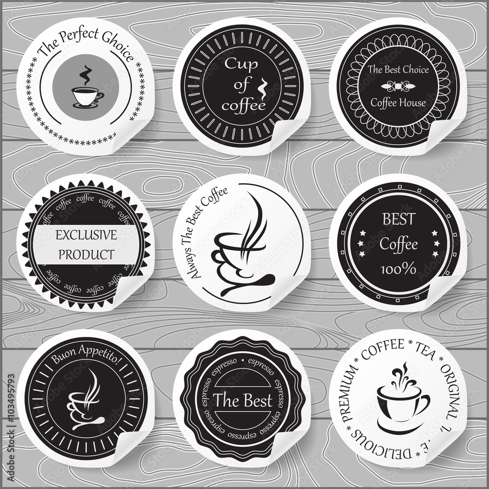 stock vector set of label for restaurant and cafe stock vector set of label for restaurant and cafe