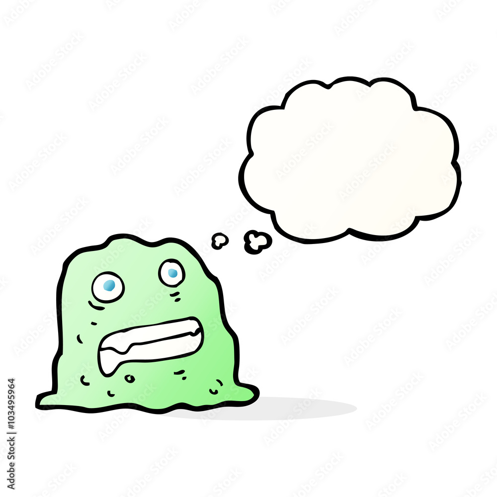cartoon slime creature with thought bubble cartoon slime creature with thought bubble