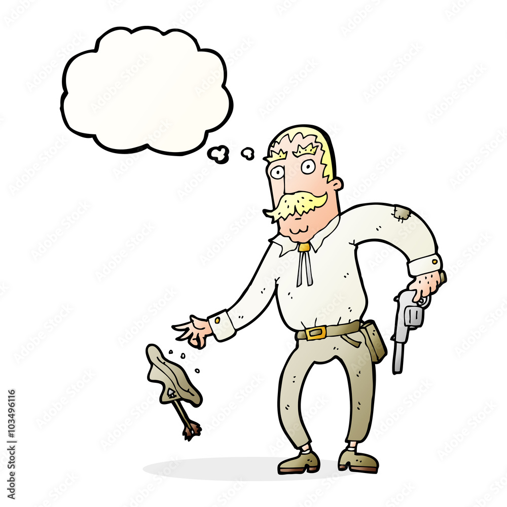 cartoon wild west cowboy with thought bubble cartoon wild west cowboy with thought bubble