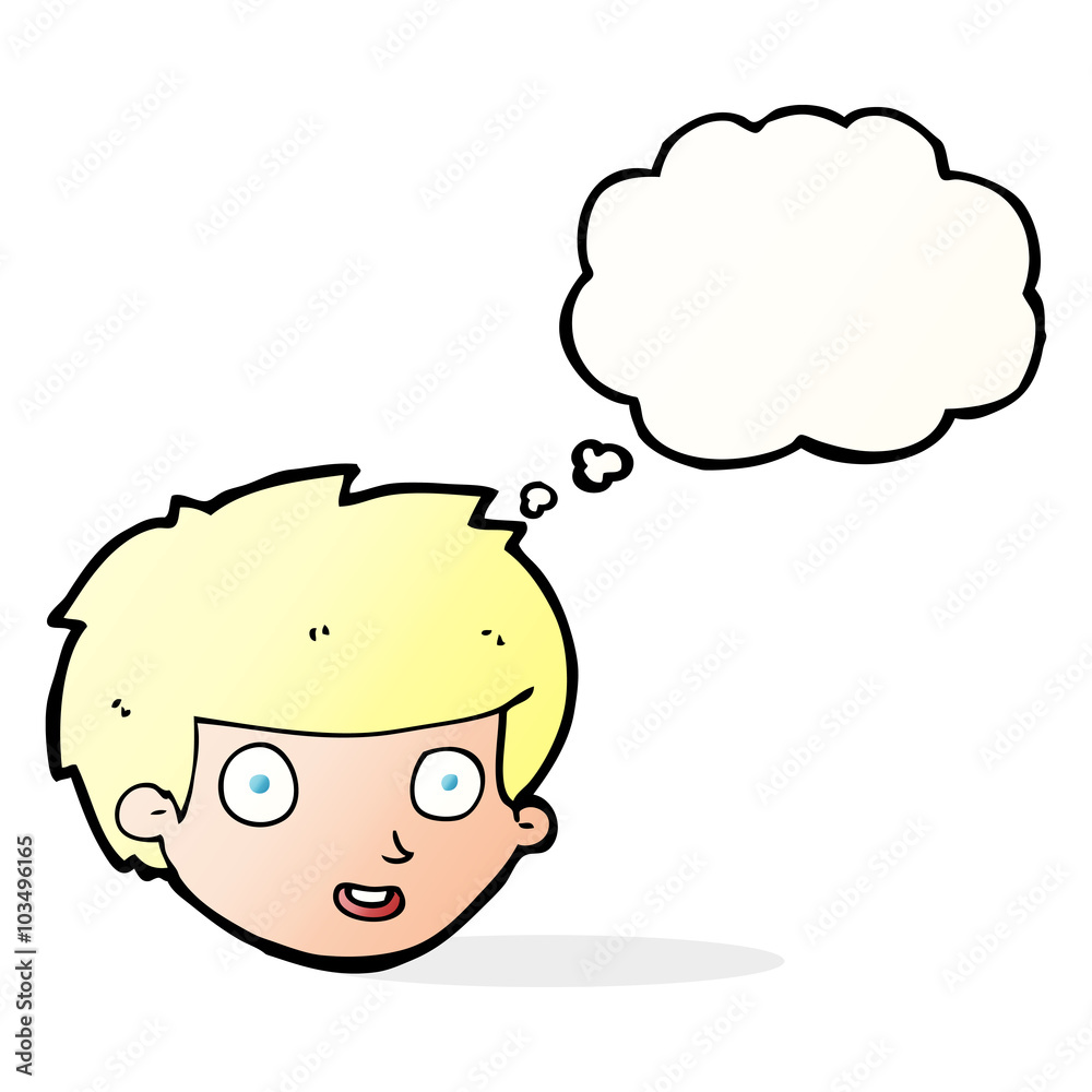 cartoon happy boy's face with thought bubble cartoon happy boy's face with thought bubble
