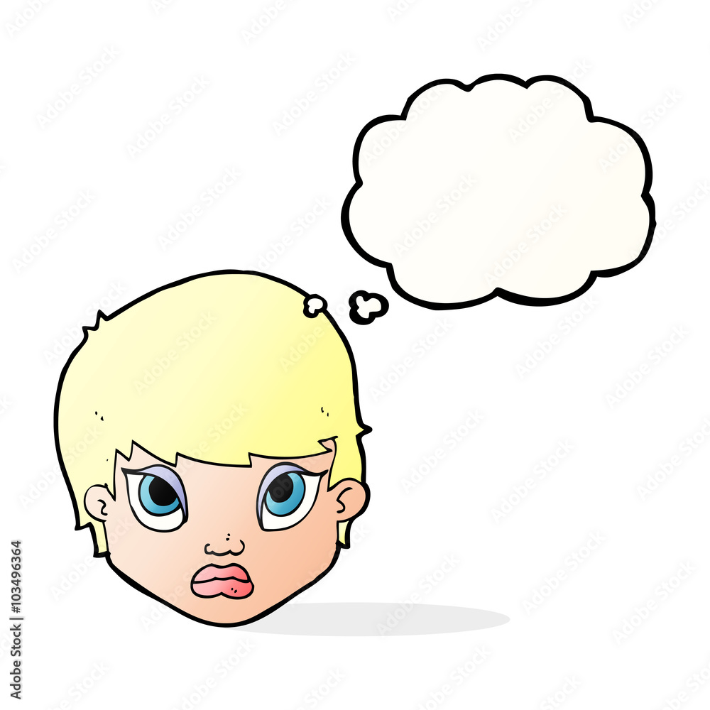 cartoon sulking woman with thought bubble cartoon sulking woman with thought bubble