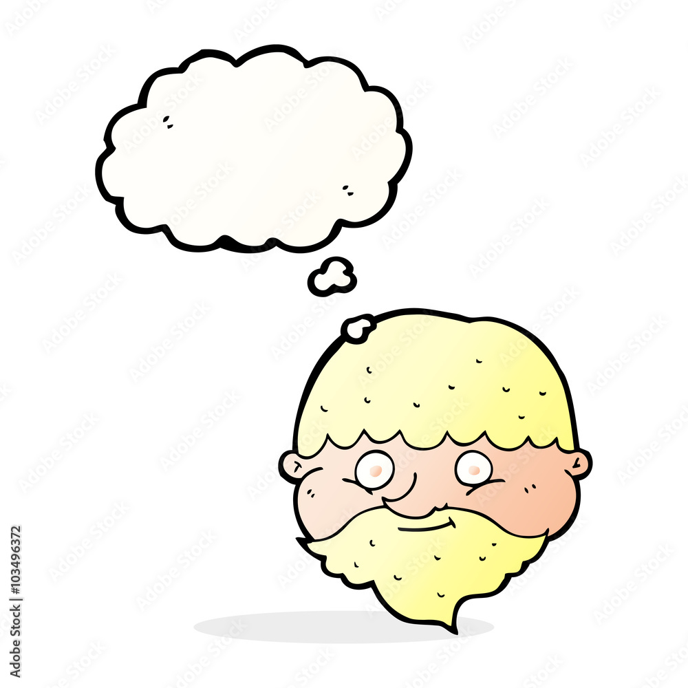 cartoon bearded man with thought bubble cartoon bearded man with thought bubble