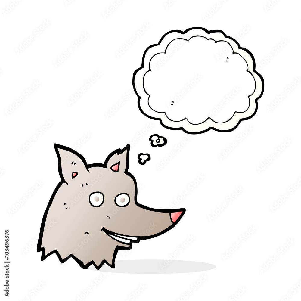 cartoon wolf head with thought bubble cartoon wolf head with thought bubble