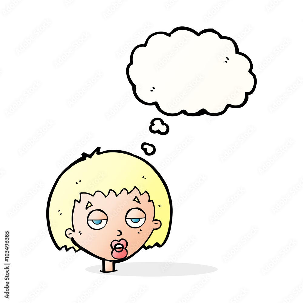 cartoon bored woman with thought bubble cartoon bored woman with thought bubble
