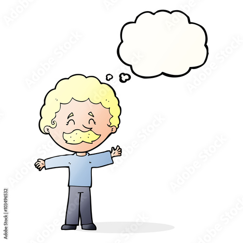 Wallpaper Mural cartoon boy with mustache with thought bubble Torontodigital.ca