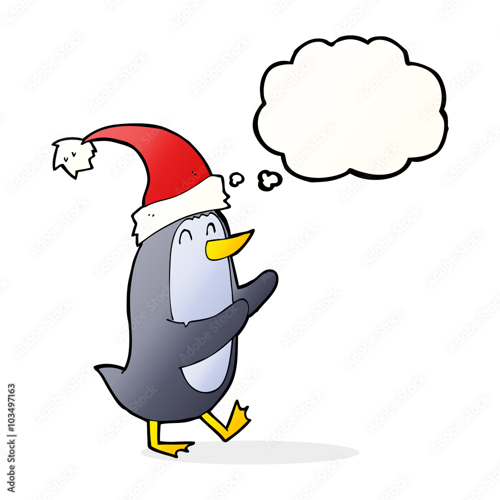 cartoon christmas penguin with thought bubble cartoon christmas penguin with thought bubble