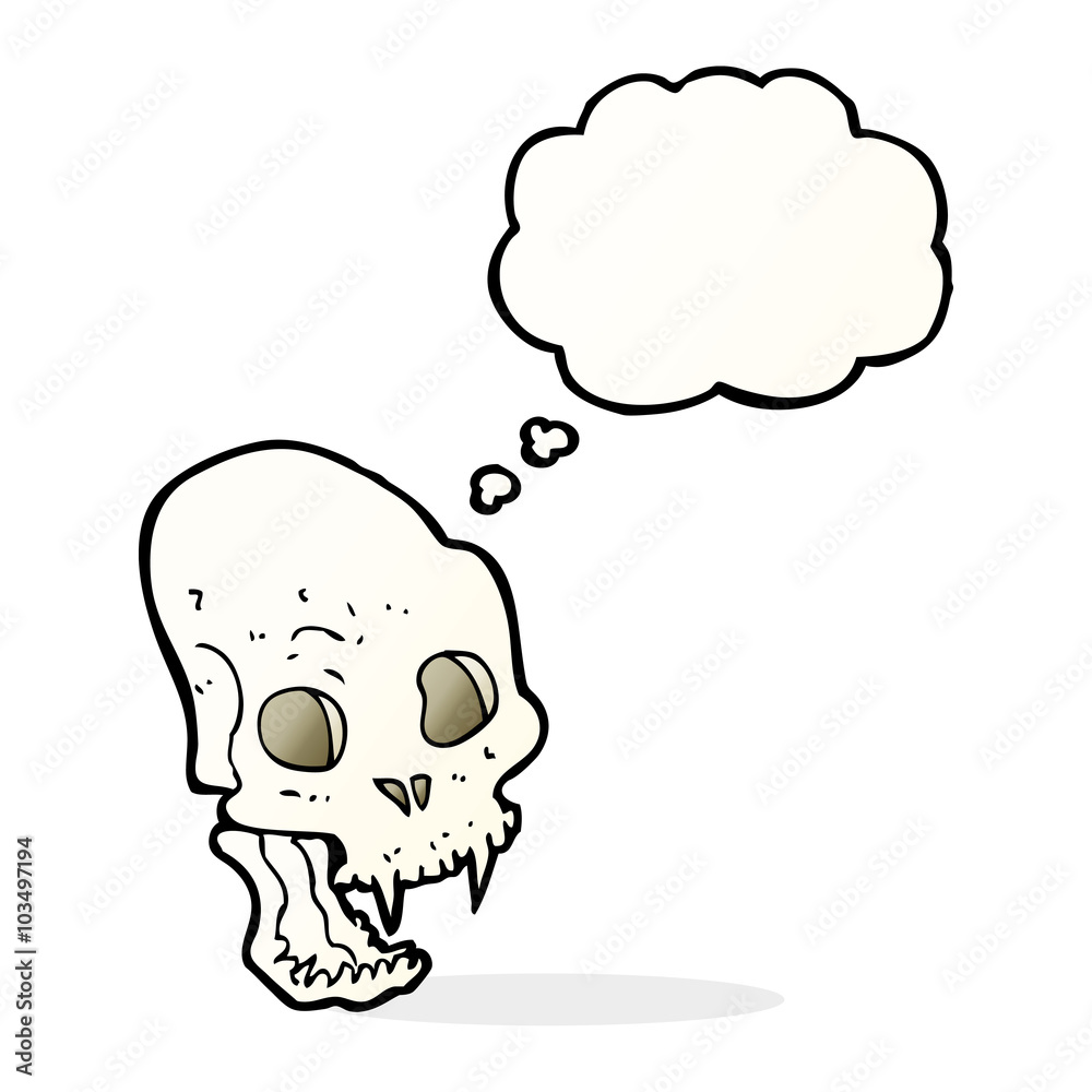cartoon spooky vampire skull with thought bubble cartoon spooky vampire skull with thought bubble