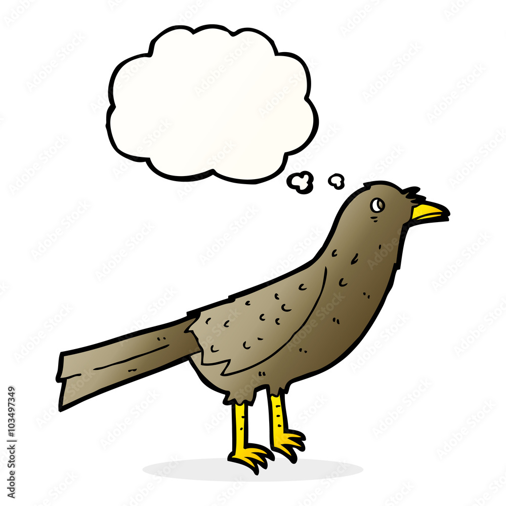 cartoon bird with thought bubble cartoon bird with thought bubble