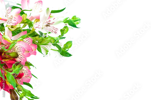 Fototapeta Naklejka Na Ścianę i Meble -  Bouquet of pink, yellow and white lilies.