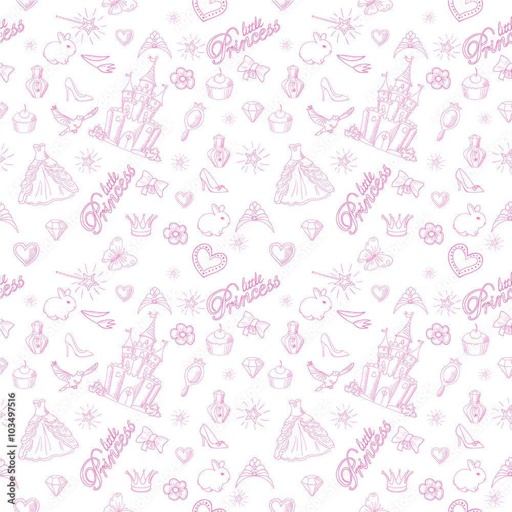 Princess seamless pattern. Princess seamless pattern.