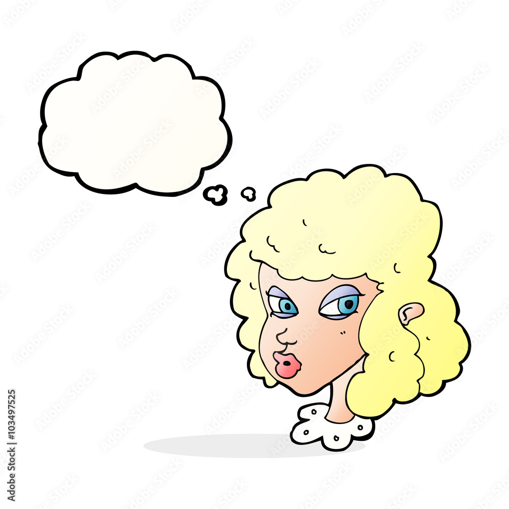 cartoon suspicious woman with thought bubble cartoon suspicious woman with thought bubble