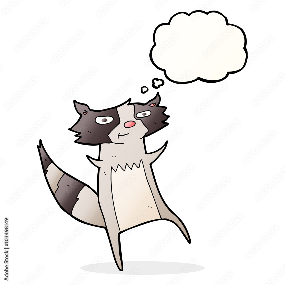 Obraz premium cartoon raccoon with thought bubble