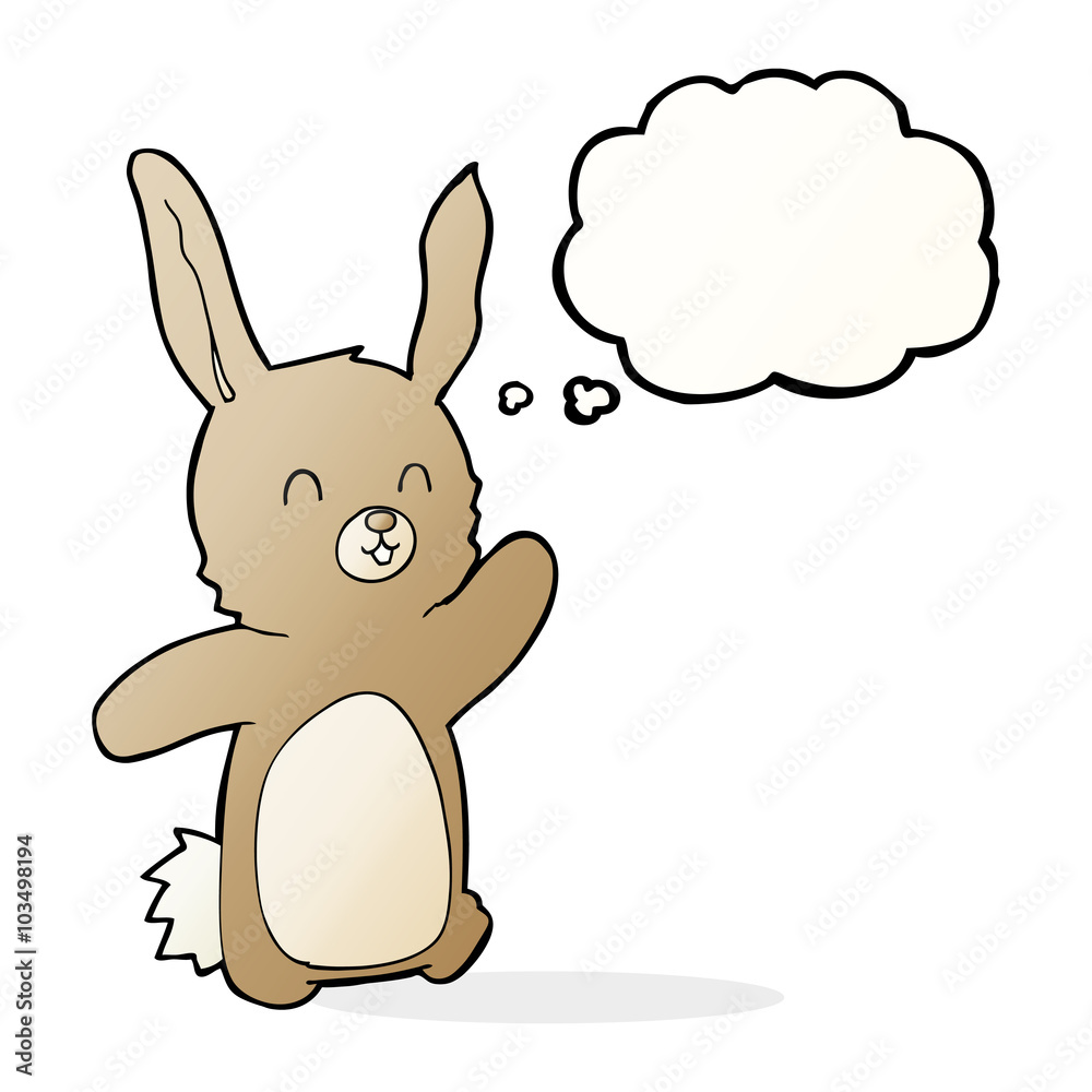 cartoon happy rabbit with thought bubble cartoon happy rabbit with thought bubble
