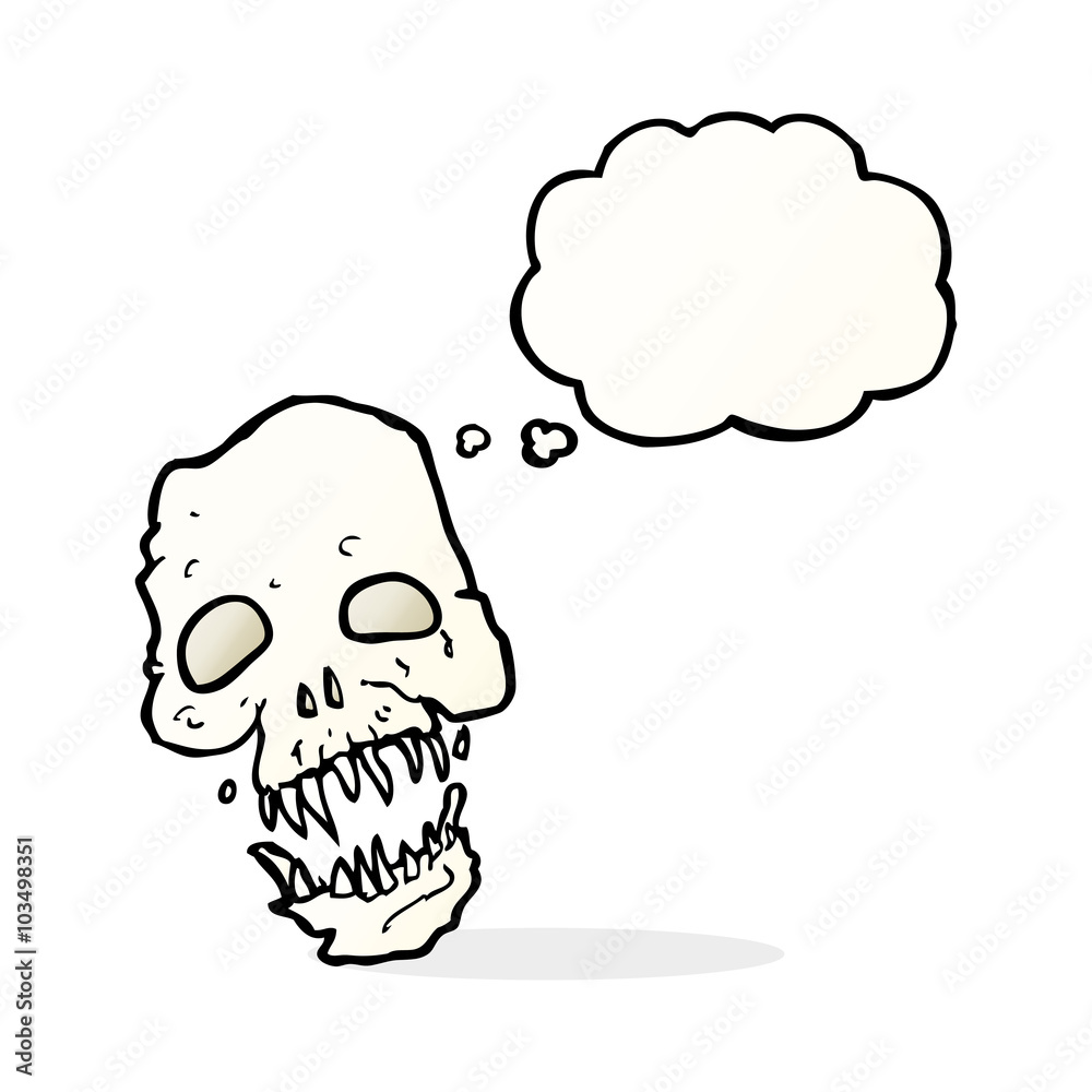 cartoon scary skull with thought bubble cartoon scary skull with thought bubble