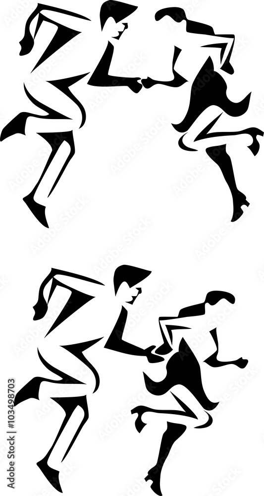 rock and roll dancing - stylized illustration