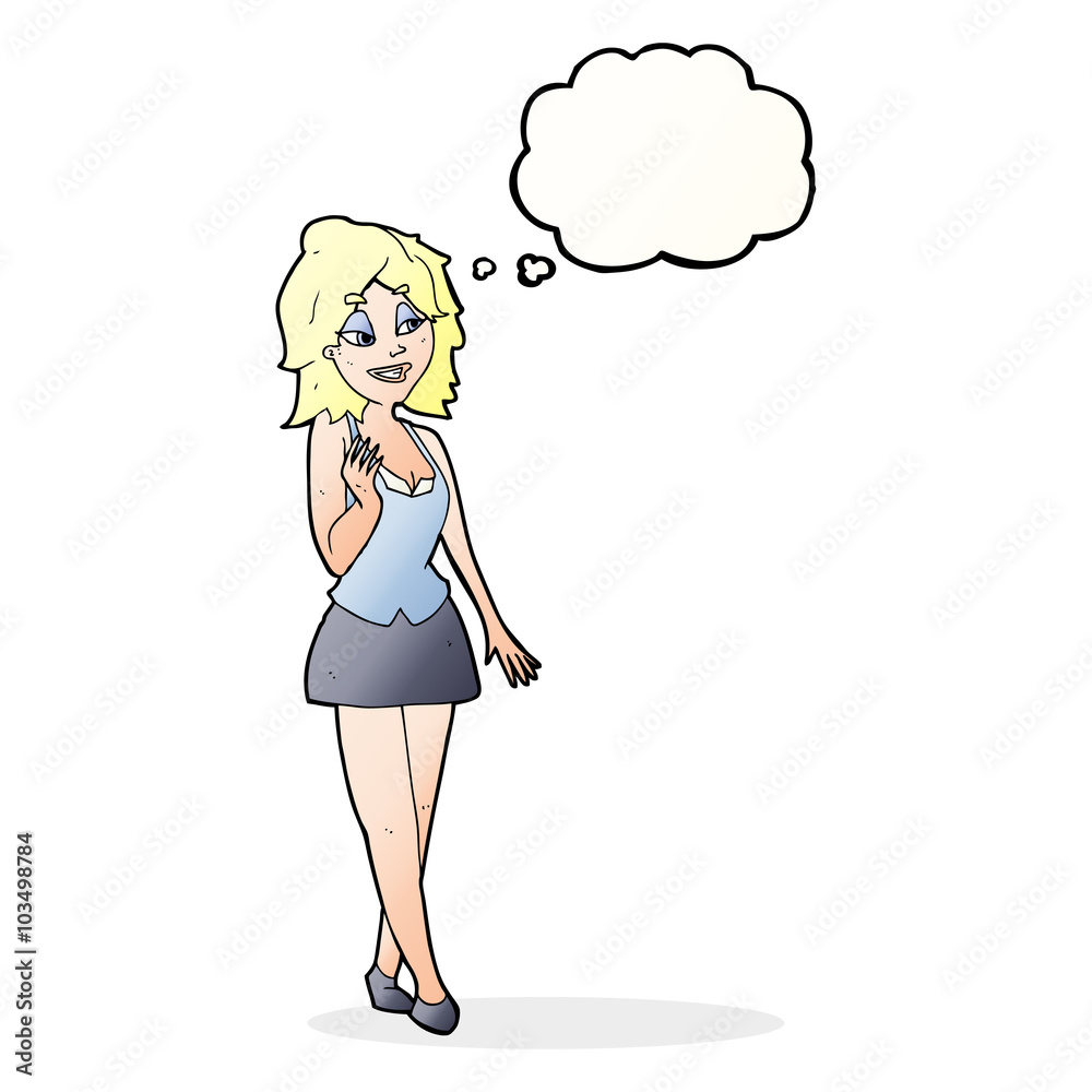 cartoon attractive office woman with thought bubble cartoon attractive office woman with thought bubble