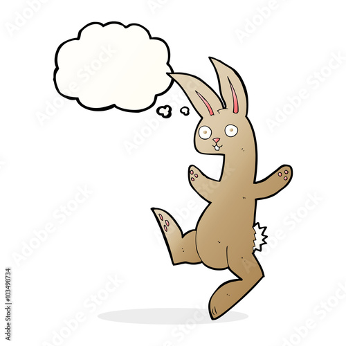 funny cartoon rabbit with thought bubble