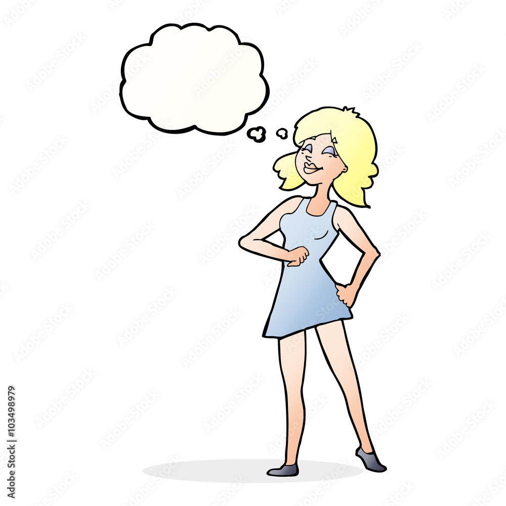 cartoon proud woman with thought bubble cartoon proud woman with thought bubble