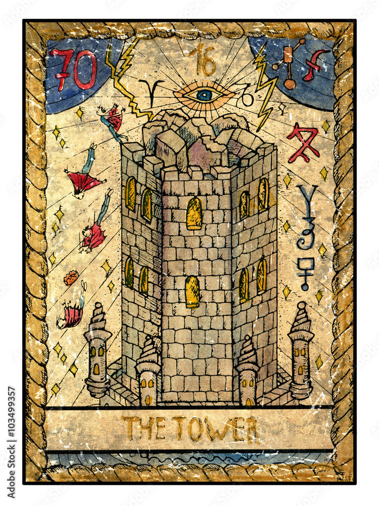 The old tarot card. The Tower Stock Illustration | Adobe Stock