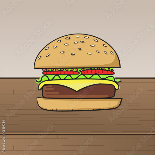 Tasty burger vector illustration