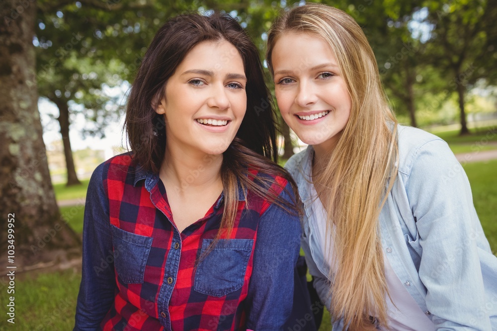 Smiling females students posing Smiling females students posing