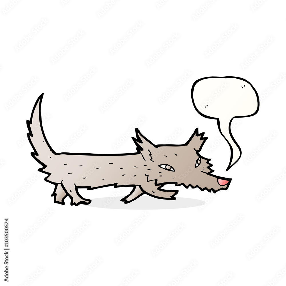 cartoon little wolf with speech bubble cartoon little wolf with speech bubble
