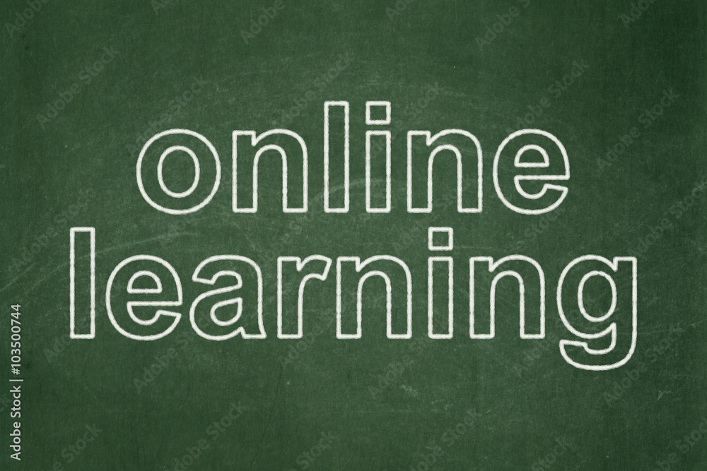 Education concept: Online Learning on chalkboard background Education concept: Online Learning on chalkboard background